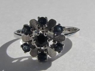 SAPPHIRE CLUSTER RING 14K WHITE GOLD SIZE 7 1/2