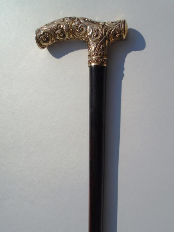 GOLD TOP PRESENTATION CANE REPOUSSE WALKING STICK