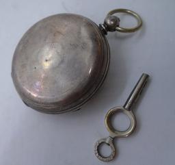 L KARRALLI POCKET WATCH STERLING KEY WIND KEY SET