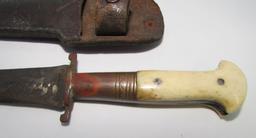 ANTIQUE BOOT KNIFE BONE HAND MADE