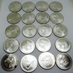 1998 ROLL 20 SILVER US EAGLE COINS 1 OZ