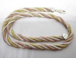TRICOLOR NECKLACE GOLD ON STERLING SILVER CHAIN