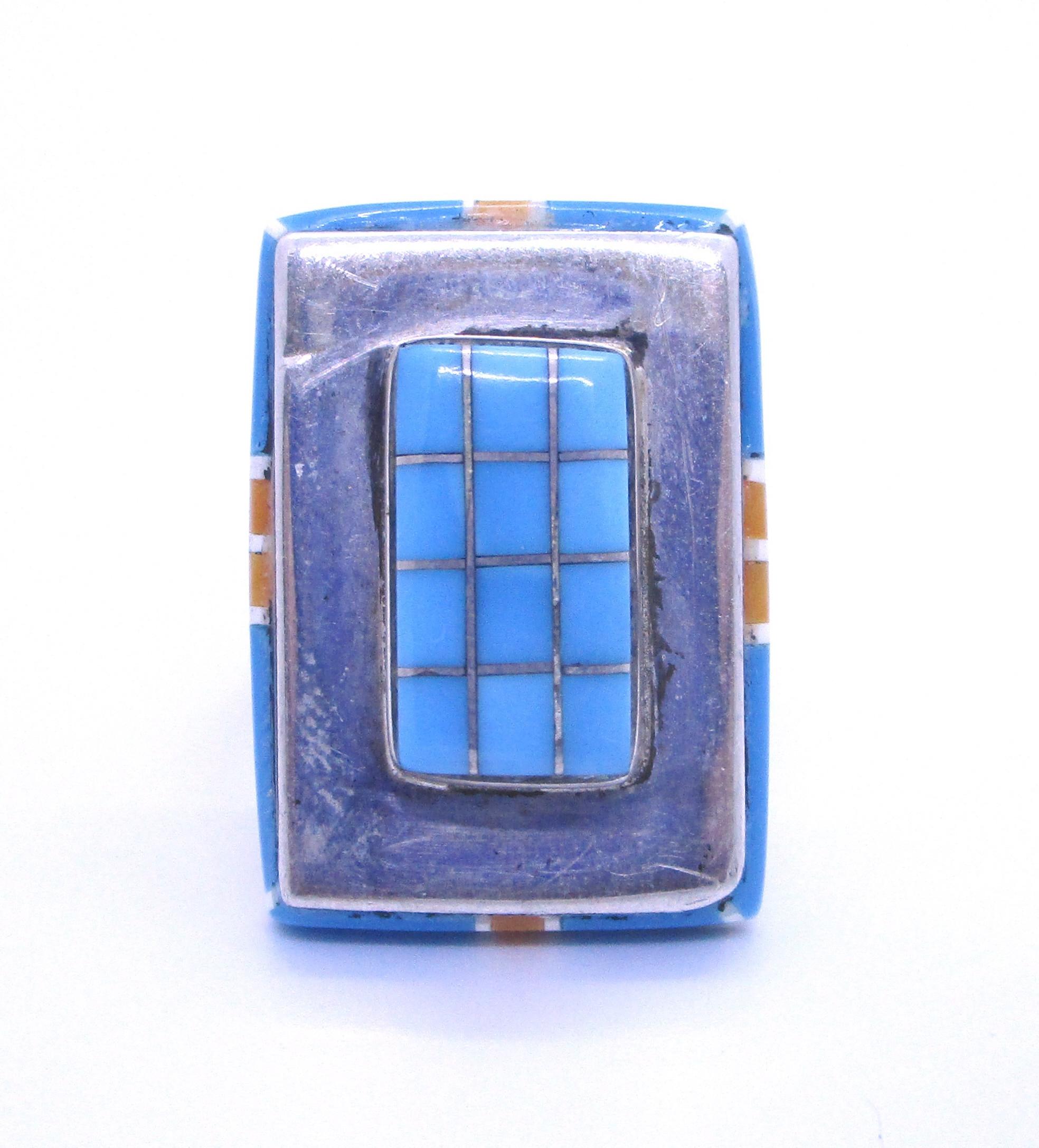 BENSON BOYD STERLING TURQUOISE RING SILVER INLAY
