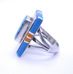 BENSON BOYD STERLING TURQUOISE RING SILVER INLAY