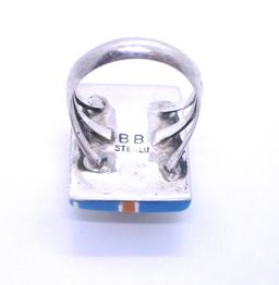 BENSON BOYD STERLING TURQUOISE RING SILVER INLAY