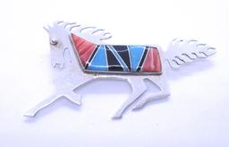 ELLA COWBOY INLAY TURQUOISE PIN STERLING SILVER