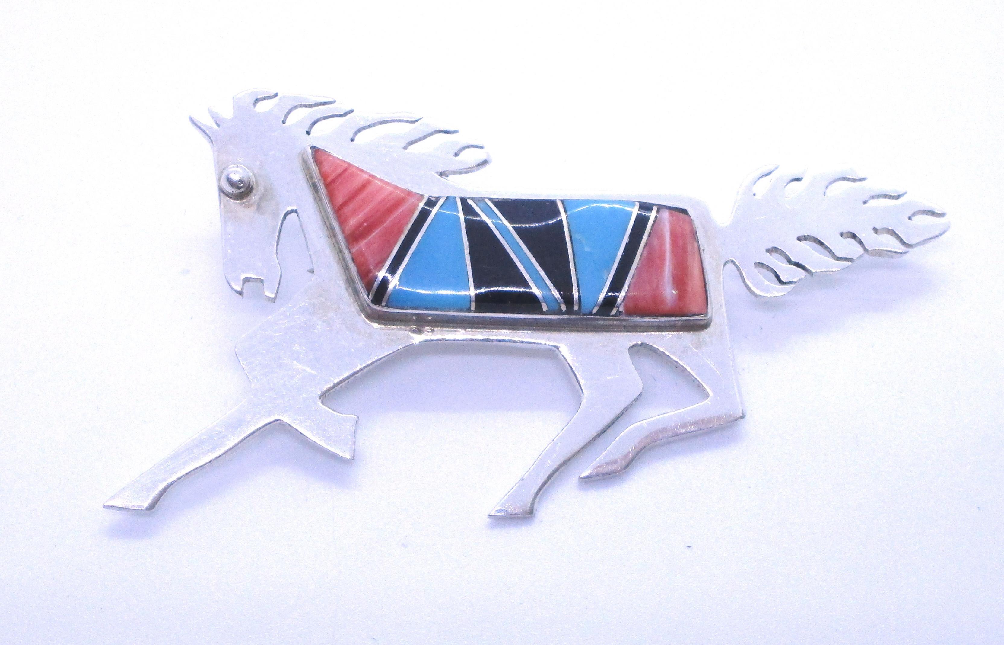 ELLA COWBOY INLAY TURQUOISE PIN STERLING SILVER