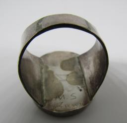 SIMPLICIO INLAY MOP HORSE RING STERLING SILVER