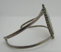 ZUNI INLAY TURQUOISE CUFF BRACELET STERLING SILVER