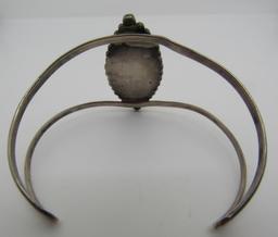 ZUNI INLAY TURQUOISE CUFF BRACELET STERLING SILVER