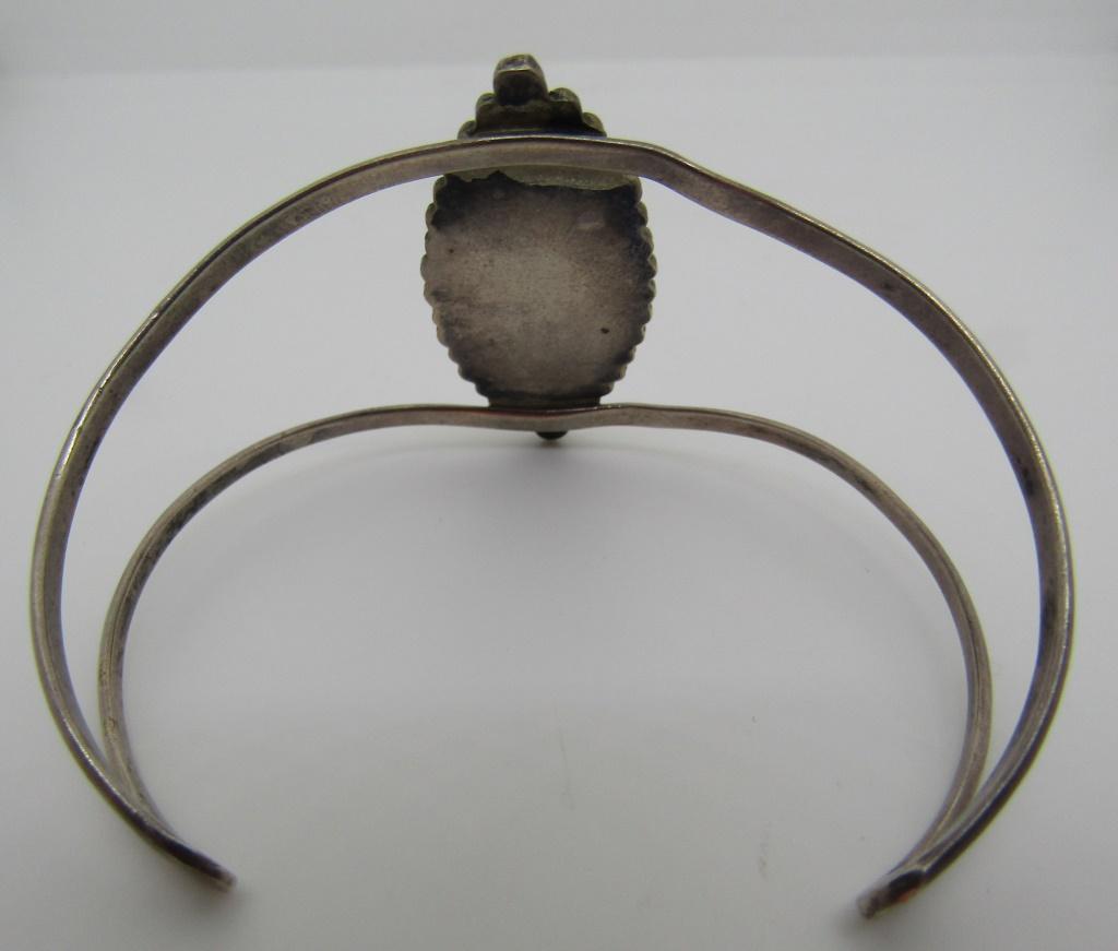ZUNI INLAY TURQUOISE CUFF BRACELET STERLING SILVER
