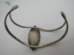 ZUNI INLAY TURQUOISE CUFF BRACELET STERLING SILVER