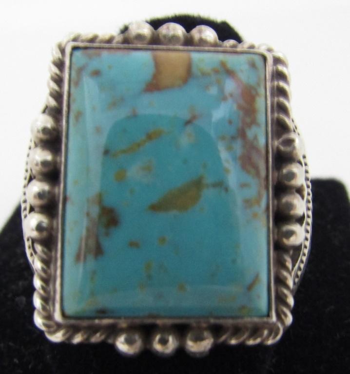 CALLADITTO TURQUOISE RING STERLING SILVER SZ 11.5