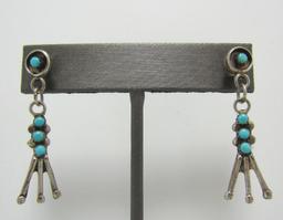 SIGNED MZR SNAKE EYE PETIT POINT STERLING EARRINGS