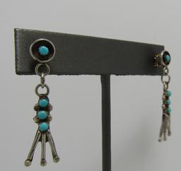 SIGNED MZR SNAKE EYE PETIT POINT STERLING EARRINGS