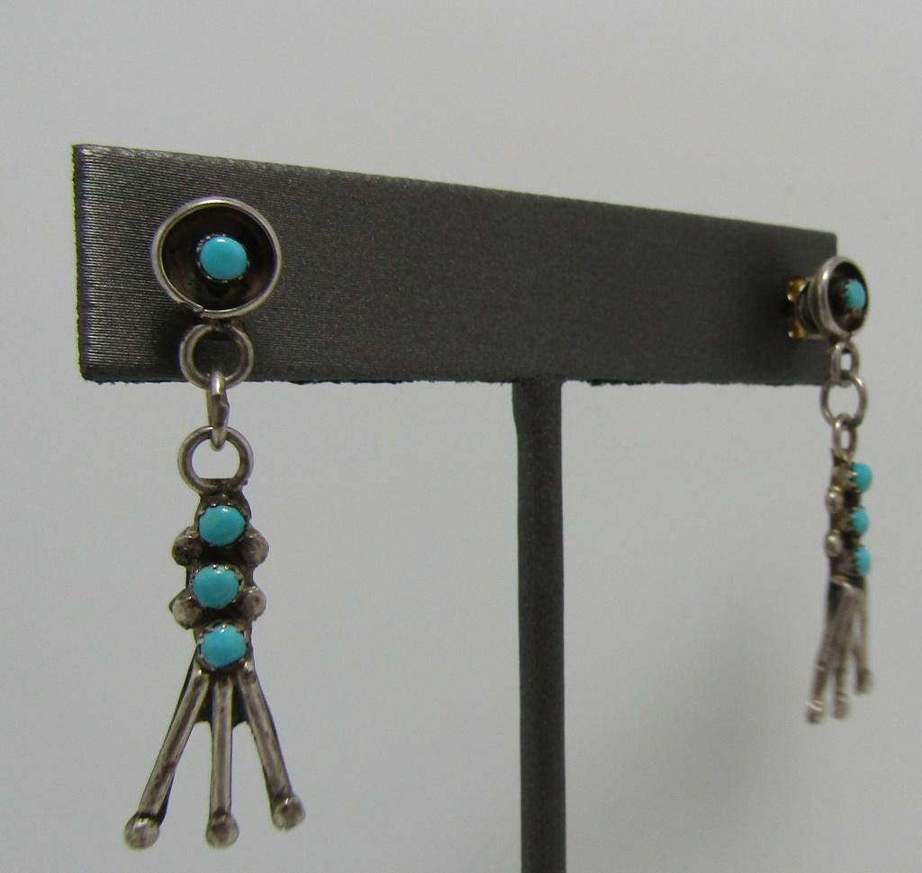 SIGNED MZR SNAKE EYE PETIT POINT STERLING EARRINGS