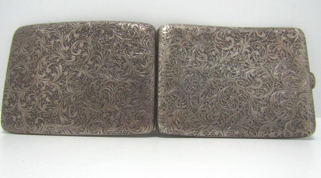 VICTORIAN ANTIQUE SCROLL 950 SILVER CIGARETTE CASE