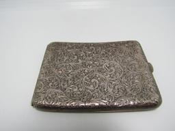 VICTORIAN ANTIQUE SCROLL 950 SILVER CIGARETTE CASE