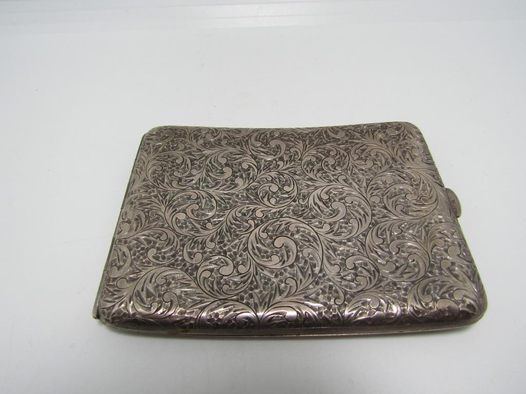 VICTORIAN ANTIQUE SCROLL 950 SILVER CIGARETTE CASE