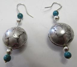 TURQUOISE EARRINGS 1917 MERCURY SILVER 4 US DIMES