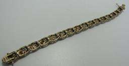 RUBY EMERALD DIAMOND BRACELET GOLD N STERLING SILV