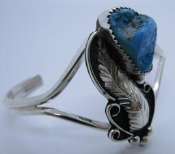 SECATERO TURQUOISE CUFF BRACELET STERLING SILVER