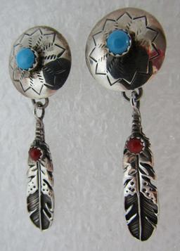 SLEEPING BEAUTY TURQUOISE EARRINGS STERLING SILVER