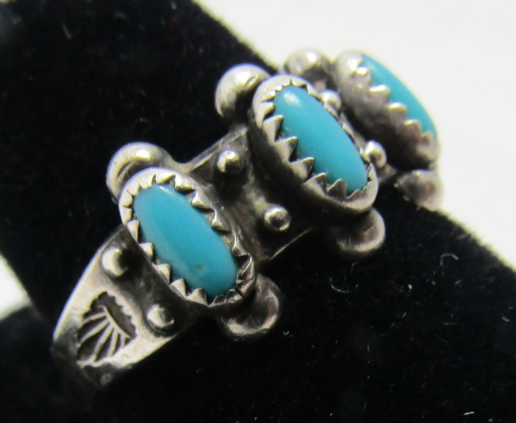 FRED HARVEY ERA TURQUOISE RING STERLING BELL TRAD