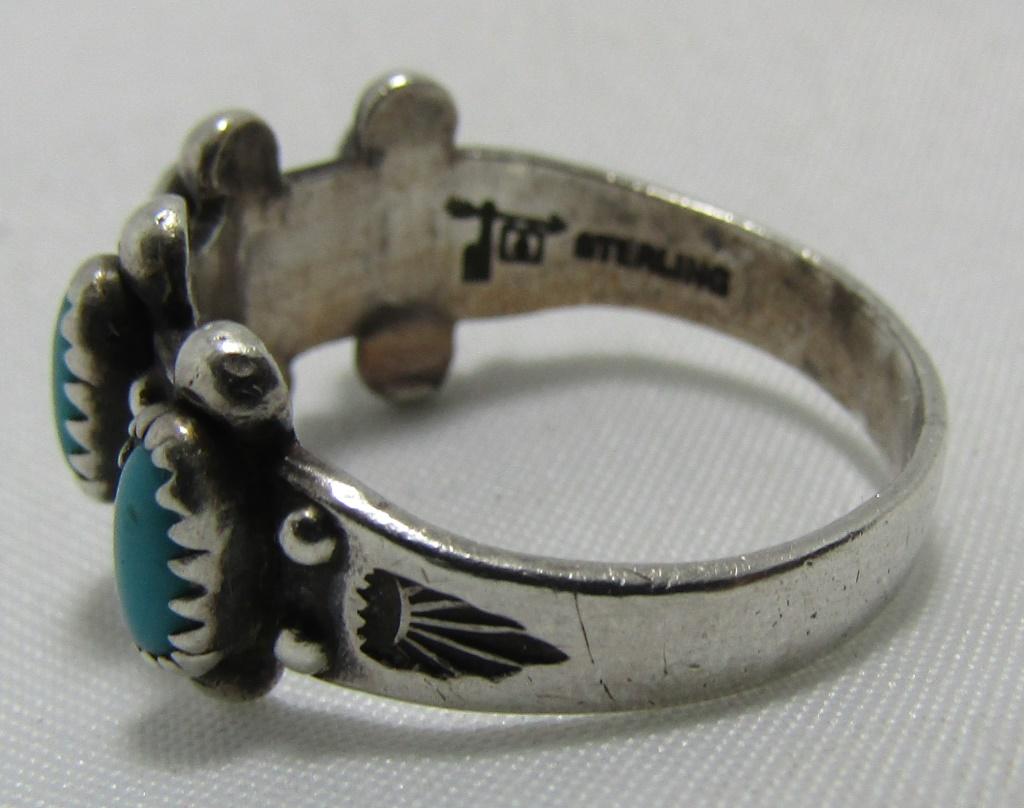 FRED HARVEY ERA TURQUOISE RING STERLING BELL TRAD