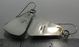 SIGNED BBT #8 TURQUOISE EARRINGS STERLING SILVER