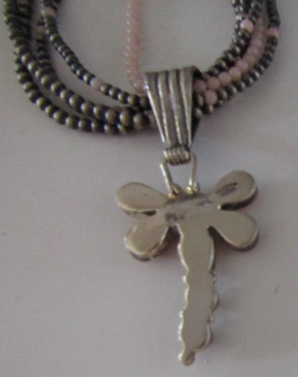 CORAL DRAGONFLY NECKLACE STERLING SILVER BEADS