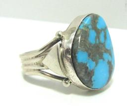 SIGNED LMC TURQUOISE STERLING RING SIZE 12