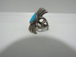 VINTAGE NAVAJO CAST TURQUOISE STERLING RING