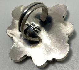 ELLA PETER NAVAJO STERLING TURQUOISE CLUSTER RING