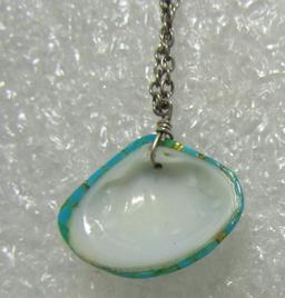 INLAY TURQUOISE SHELL NECKLACE STERLING SILVER