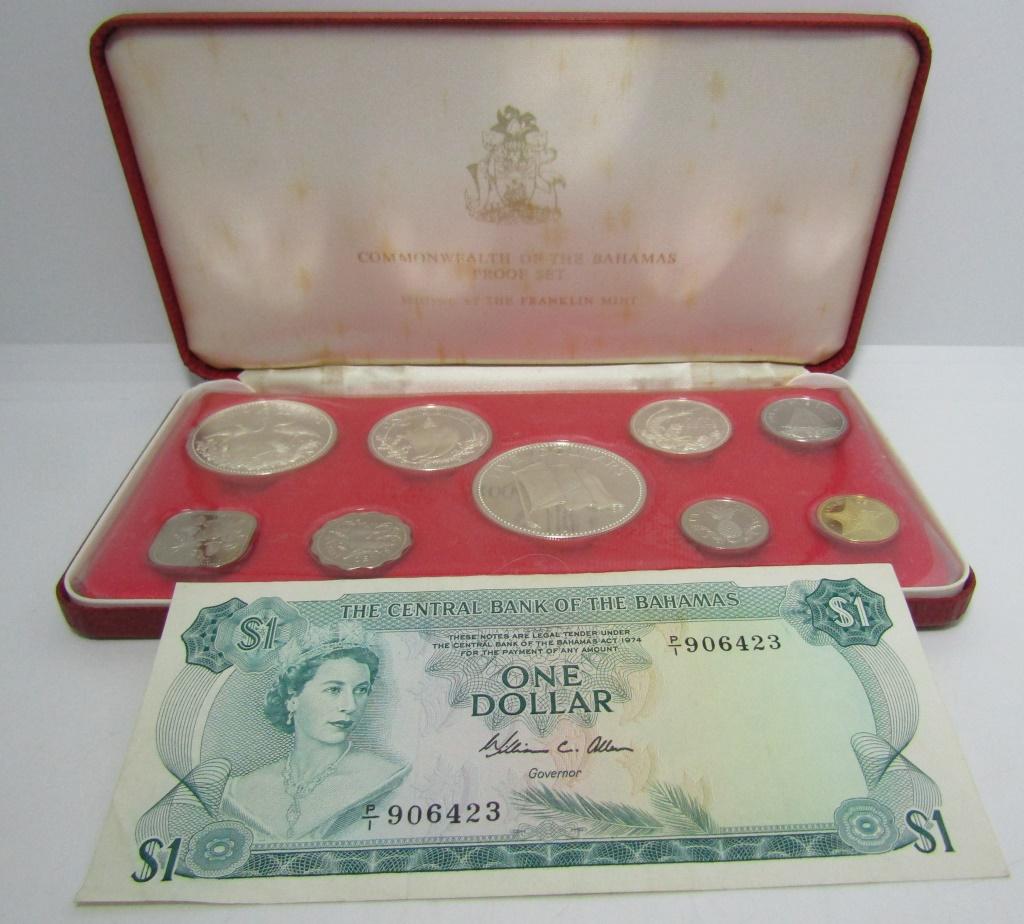 1974 SILVER PROOF 9 COIN SET BAHAMAS