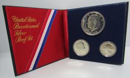 3 SILVER PROOF US COIN SET 1976 BICENTENNIAL