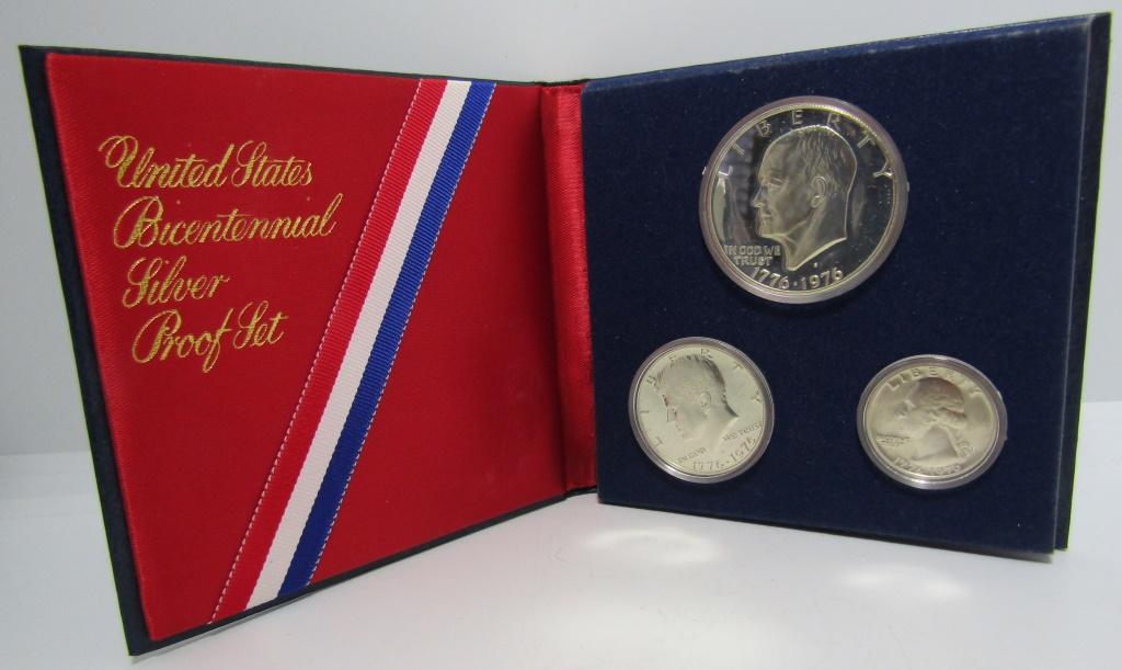 3 SILVER PROOF US COIN SET 1976 BICENTENNIAL