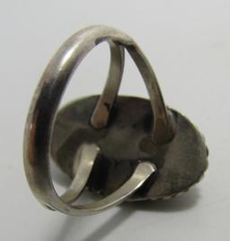 OLD PAWN TURQUOISE RING STERLING SILVER SIZE 7