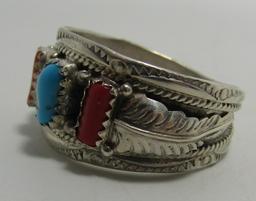 BEGAYE TURQUOISE CORAL RING STERLING SILVER SZ14