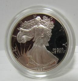 1990 PROOF SILVER AMERICAN EAGLE COIN & BOX