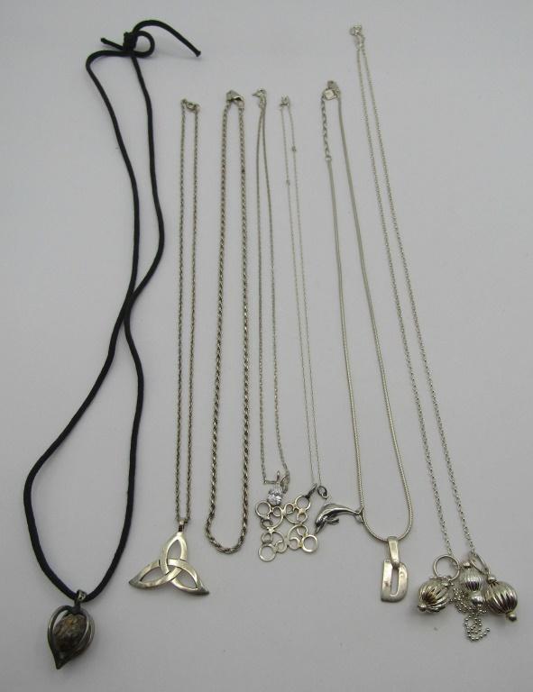 7 NECKLACES ALL STERLING SILVER 18" TO 24" 48.9GRM