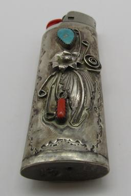 MARTIN TURQUOISE CORAL LIGHTER STERLING SILVER
