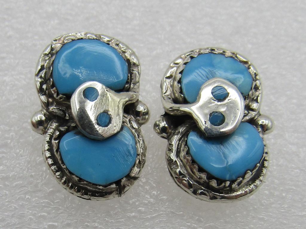 EFFIE C TURQUOISE SNAKE EARRINGS STERLING SILVER