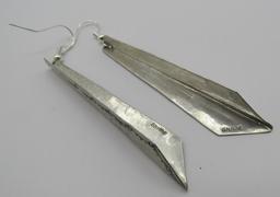 3" HAND STAMPED SPEAR EARRINGS STERLING SILVER