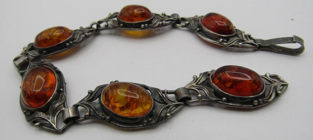 HALLMARK RK BALTIC AMBER BRACELET STERLING SILVER