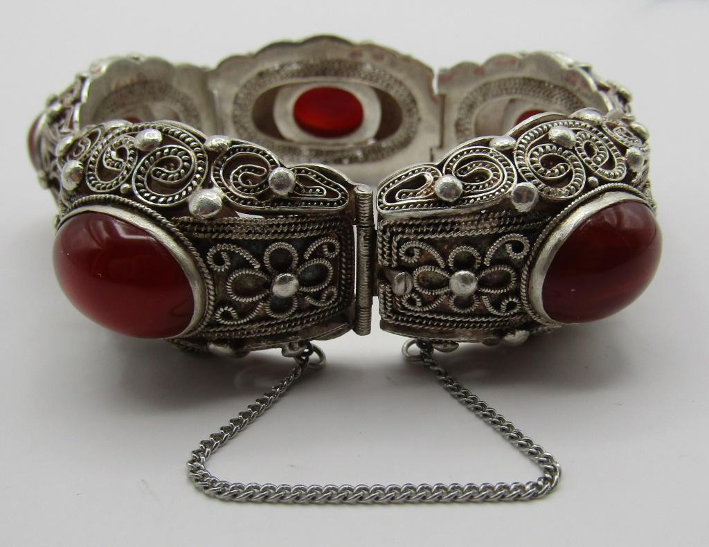 WOW CHERRY AMBER FILAGREE BRACELET STERLING SILVER