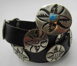 17 CONCHO BELT & TURQUOISE BUCKLE STERLING SILVER