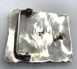 NAVAJO STERLING TURQUOISE CLUSTER BELT BUCKLE