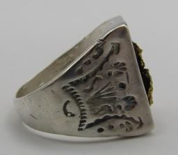 ALASKA SOLID GOLD NUGGET RING STERLING SILVER